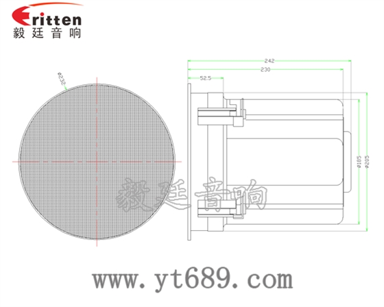 6.5寸圓筒天花吸頂式喇叭成品圖圓方網(wǎng)罩