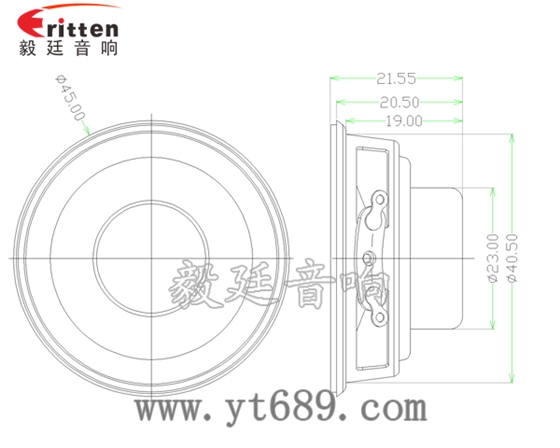 45mm16芯內(nèi)磁全頻喇叭成品圖 3瓦40mm外磁全頻喇叭成品圖