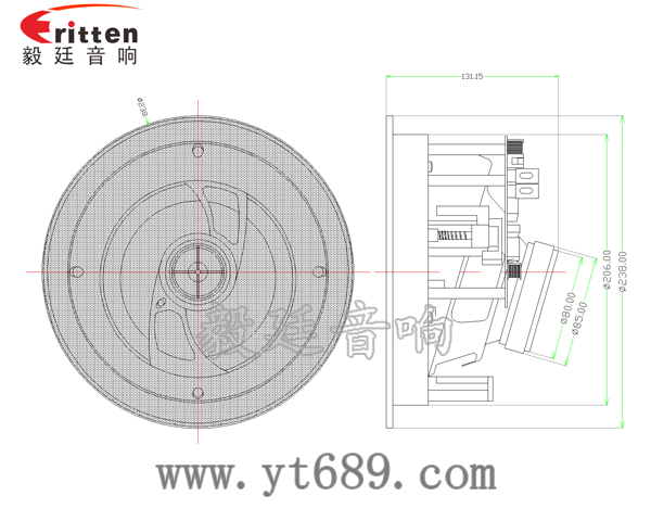 高端6.5寸吸頂式天花喇叭成品圖圓網(wǎng)罩