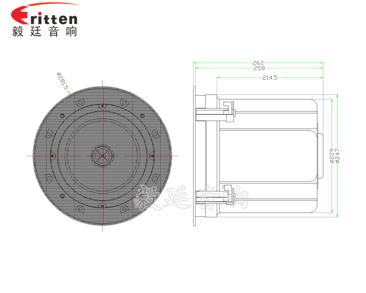 高音可旋轉(zhuǎn)8寸天花板喇叭成品圖圓形